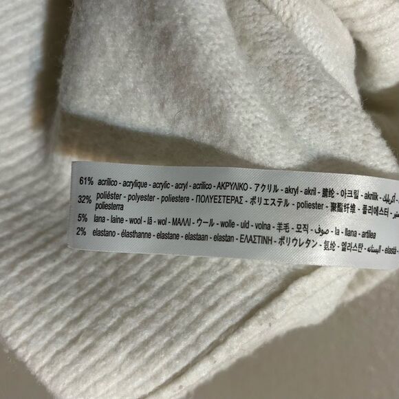 ZARA high neck wool blend neutral knit sweater women's size medium - Picture 8 of 9